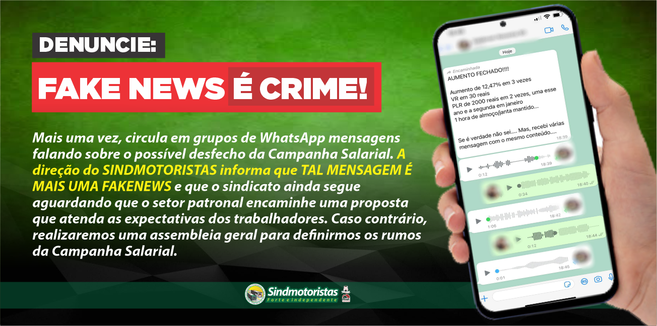 FAKE NEWS. CUIDADO!!! - SindMotoristas